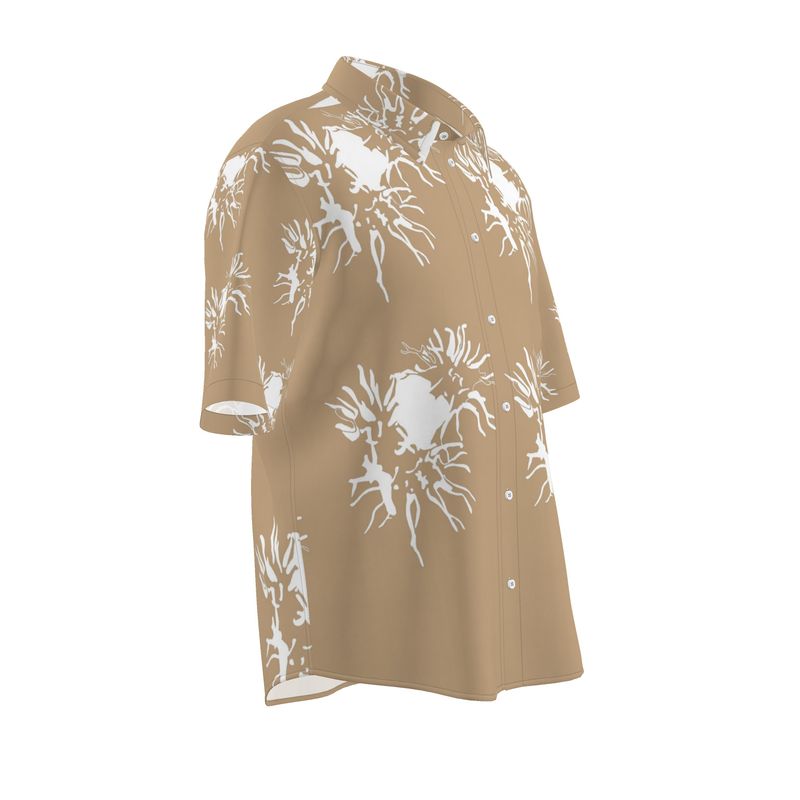 Men | Short Sleeve Shirt | Abstract Whiskers Design | White on Rodeo Dust | Outline Collection