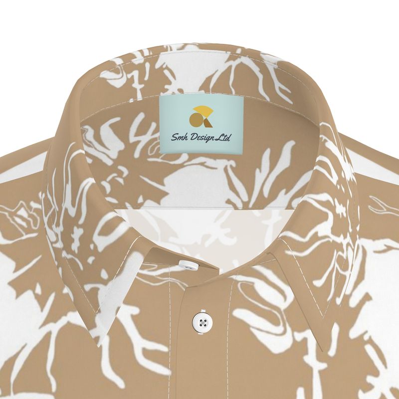 Men | Short Sleeve Shirt | Abstract Whiskers Design | White on Rodeo Dust | Outline Collection