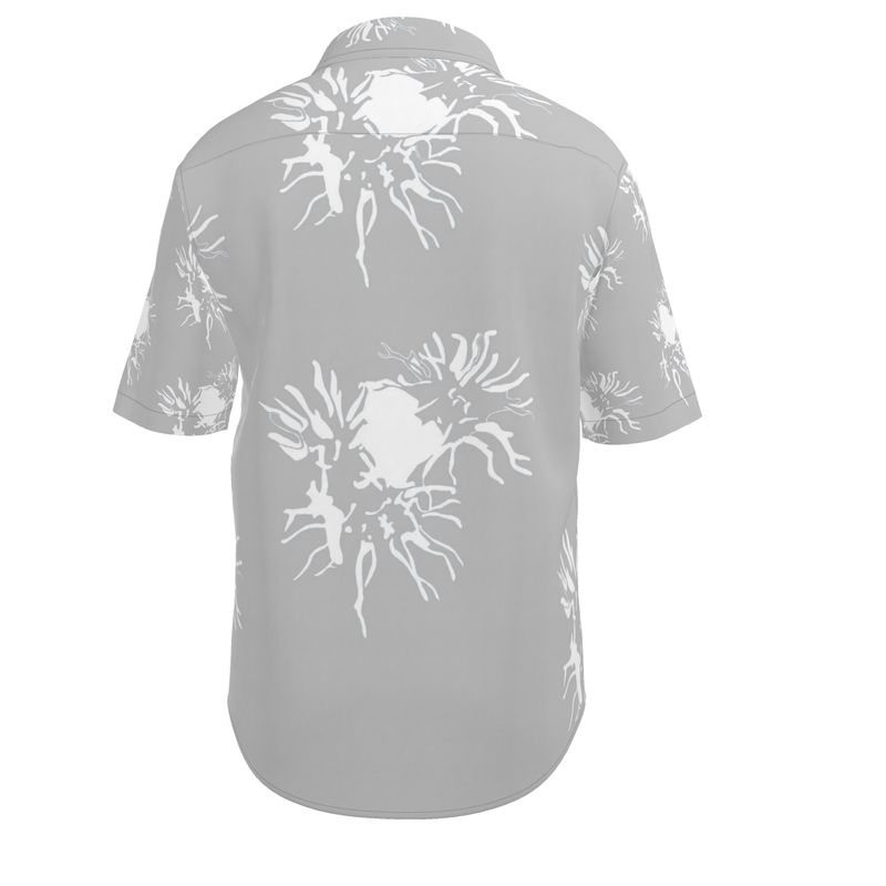 Men | Short Sleeve Shirt | Abstract Whiskers Design | White on Grey 80% | Outline Collection