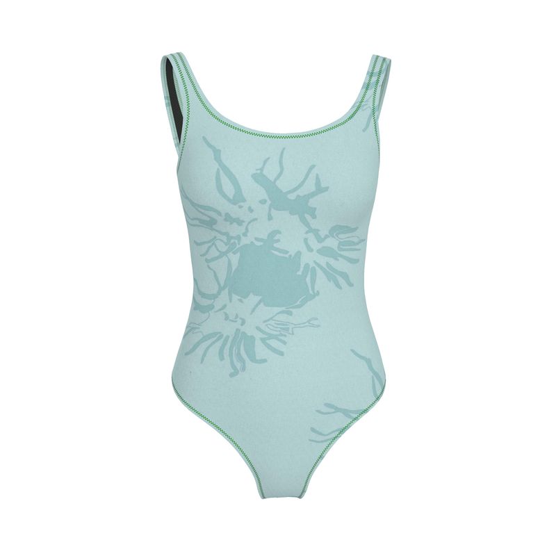 Activewear | Women | Swimsuit | Abstract Whiskers Design Shadow Green | Outline Collection