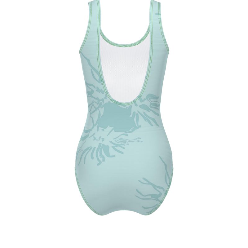 Activewear - Outline Collection - Women - Swimsuit - Abstract Whiskers Design - Shadow Green