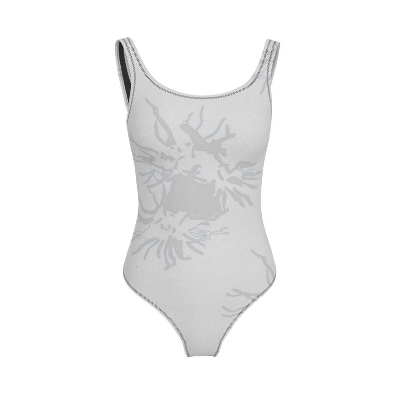 Activewear | Women | Swimsuit | Abstract Whiskers Design Grey 80% | Outline Collection