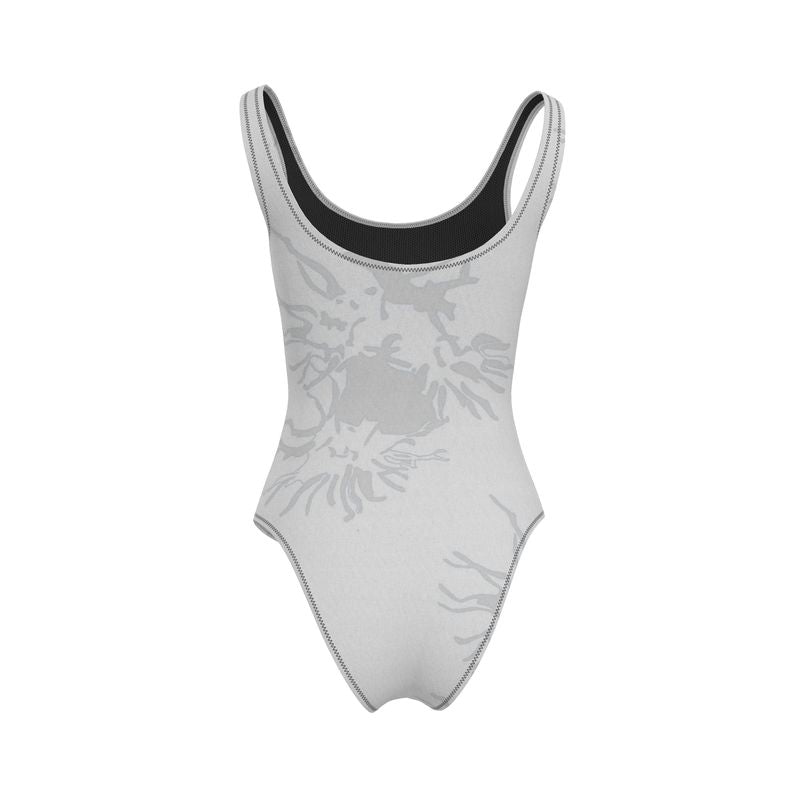 Activewear | Women | Swimsuit | Abstract Whiskers Design Grey 80% | Outline Collection