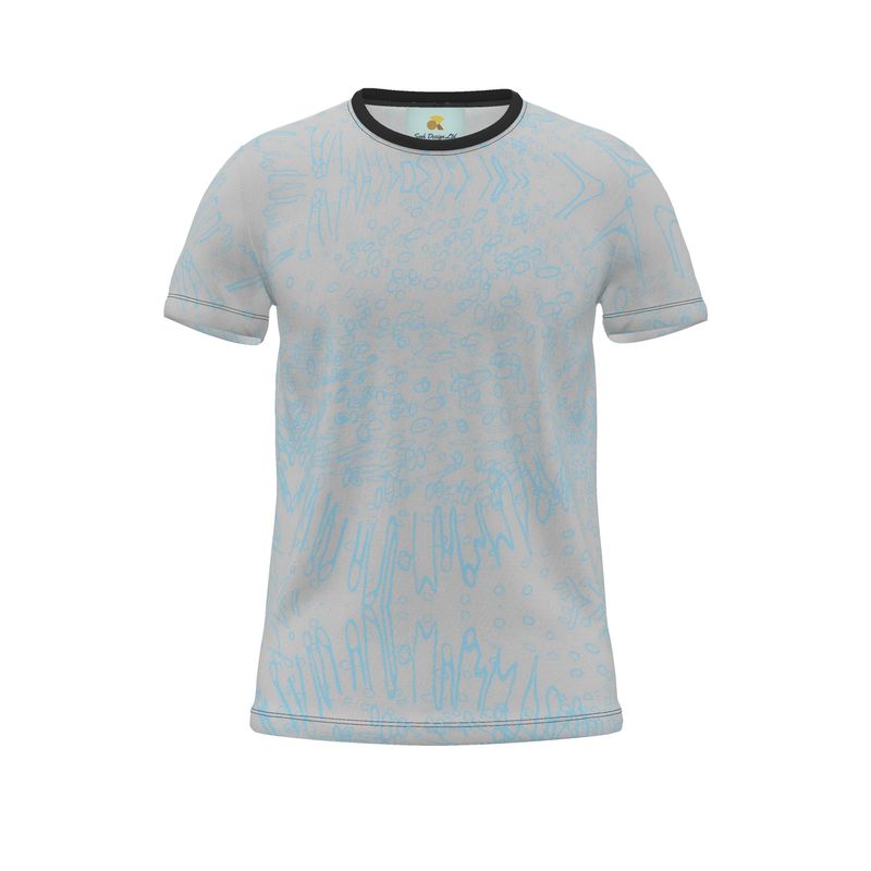 Men | T-Shirt | Profile Explosion Design Cornflower on Grey| Outline Collection