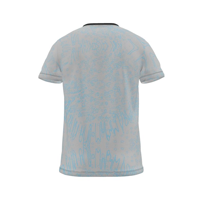 Men | T-Shirt | Profile Explosion Design Cornflower on Grey| Outline Collection