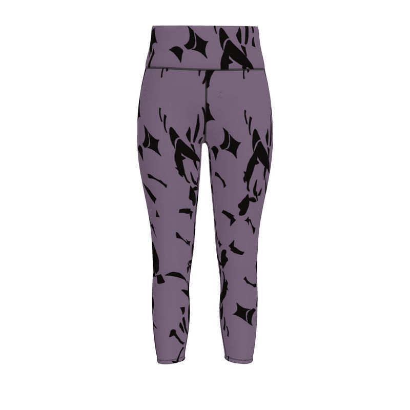 Autumn Arrival | Women | Sports Leggings | Tumbling Slivers Design Black & Mamba | Fragmentation Collection