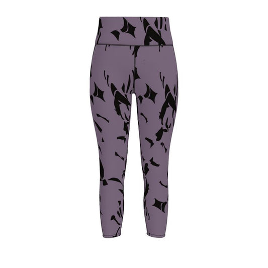 Autumn Arrival | Women | Sports Leggings | Tumbling Slivers Design Black & Mamba | Fragmentation Collection