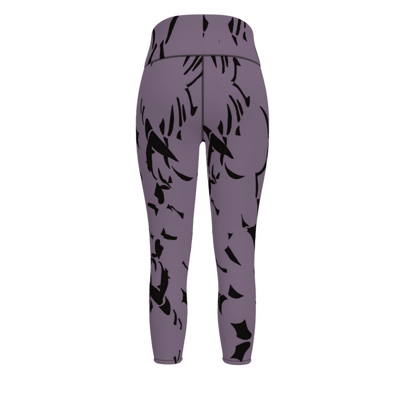 Autumn Arrival | Women | Sports Leggings | Tumbling Slivers Design Black & Mamba | Fragmentation Collection