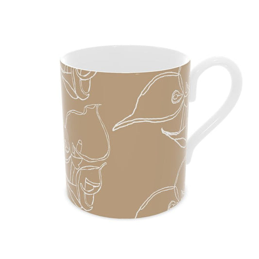 Homeware Accessories | Bone China Mug | 3D Silhouette Design Rodeo Dust & White  |  Outline Collection