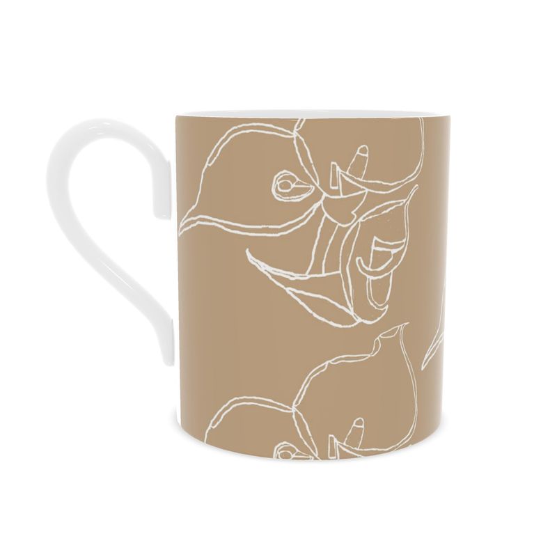 Homeware Accessories | Bone China Mug | 3D Silhouette Design Rodeo Dust & White  |  Outline Collection