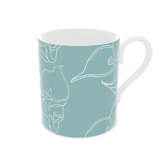 Homeware Accessories | Bone China Mug | 3D Silhouette Design Shadow Green & White – Outline Collection