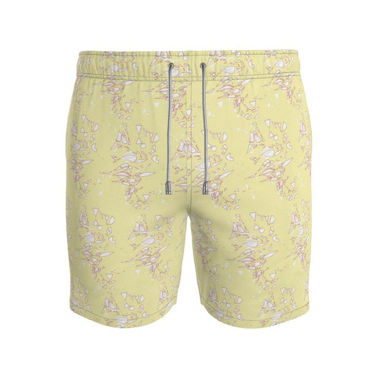 Men | Swim Shorts | Aspired Emergence Design  Red & White Outline on Chiffon | Breakthrough Collection