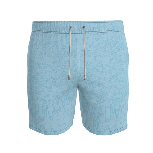 Men | Swim Shorts – Profile Explosion Design | Cornflower on Grey | Outline Collection