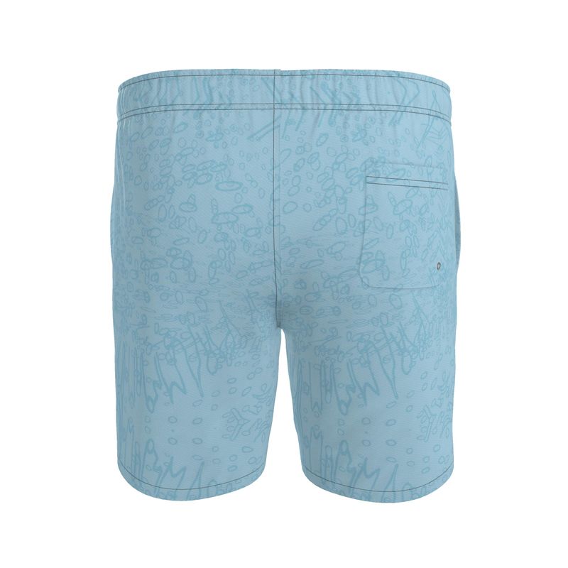Men | Swim Shorts – Profile Explosion Design | Cornflower on Grey | Outline Collection