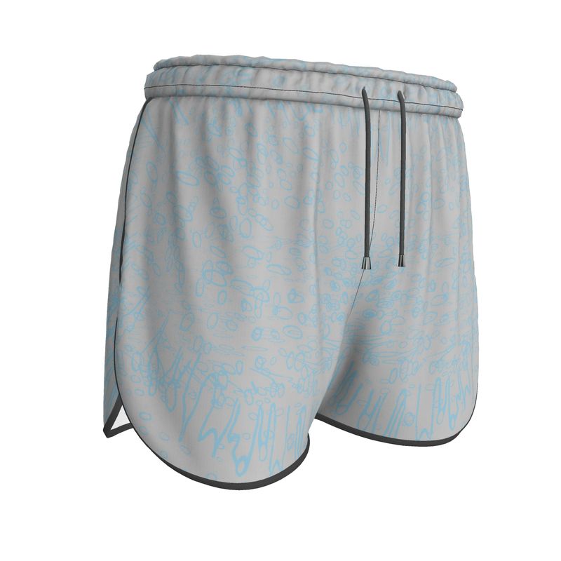 Women | Running Shorts | Profile Explosion Design Grey & Cornflower | Outline Collection