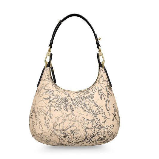 Approaching Christmas | Gifts | Women | Mini Curve Bag | Ghosted Contours Design Black & Pink Lady | Outline Glints Collection