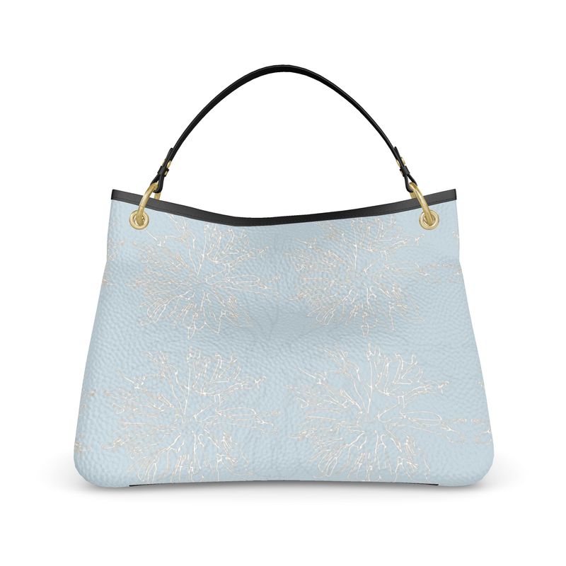 Approaching Christmas | Gifts | Women | Leather Slouch Bag | Mists in Contour Design Nepal, Reno Sand & White | Outline Glints Collection
