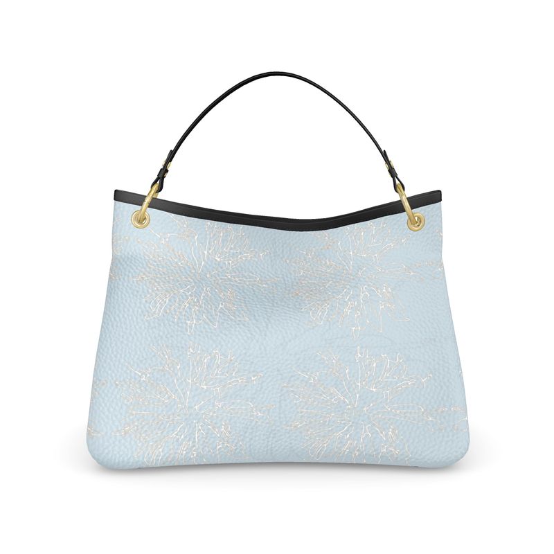 Approaching Christmas | Gifts | Women | Leather Slouch Bag | Mists in Contour Design Nepal, Reno Sand & White | Outline Glints Collection