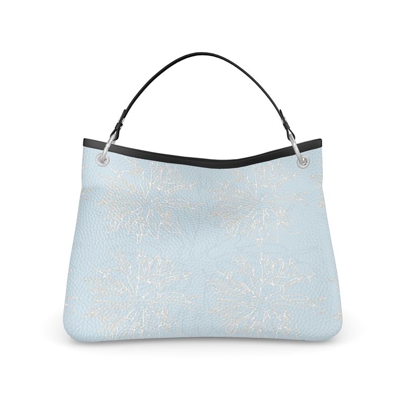Approaching Christmas | Gifts | Women | Leather Slouch Bag | Mists in Contour Design Nepal, Reno Sand & White | Outline Glints Collection