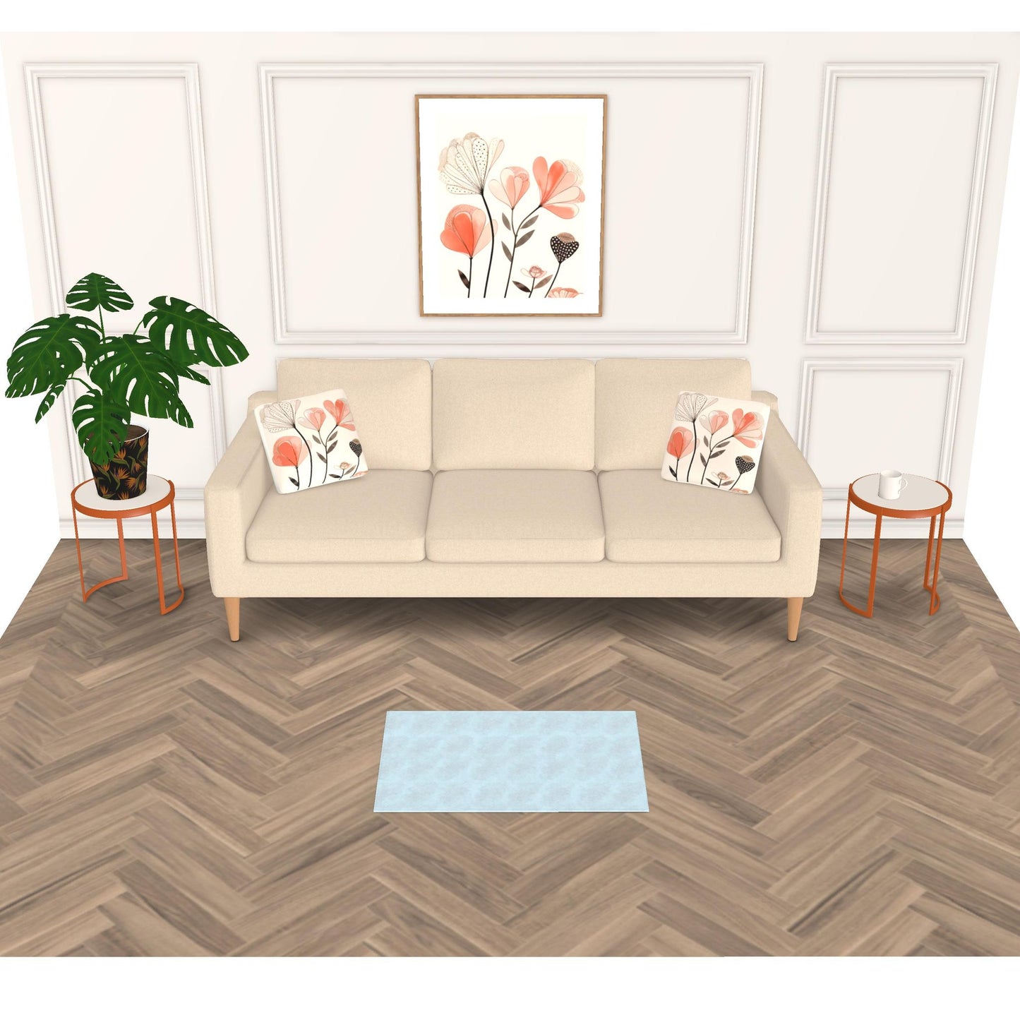 Interiors | Rugs | Evening Shadow Design Cornflower & Grey | Outline Collection