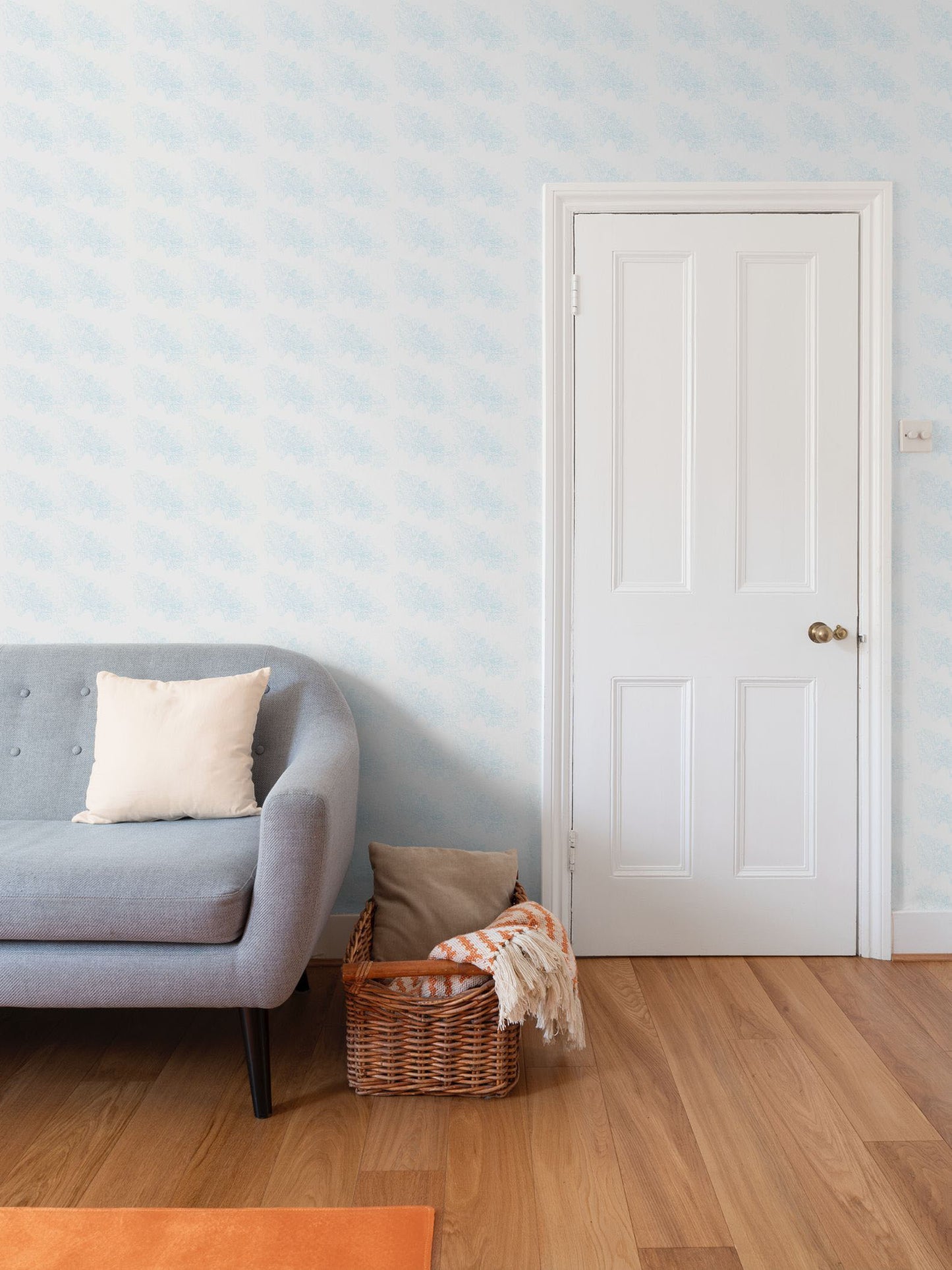 Interiors | Wallpaper | Evening Shadow Design Grey &  Cornflower | Outline Collection