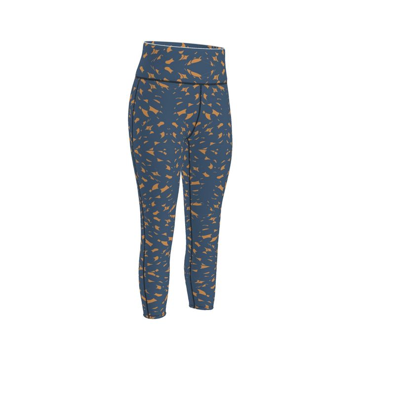 Autumn Arrival | Women | Sports Leggings | Slithers Commotion  Design Whiskey Sour & Chambray | Clutter Collection