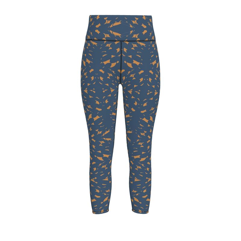 Autumn Arrival | Women | Sports Leggings | Slithers Commotion  Design Whiskey Sour & Chambray | Clutter Collection