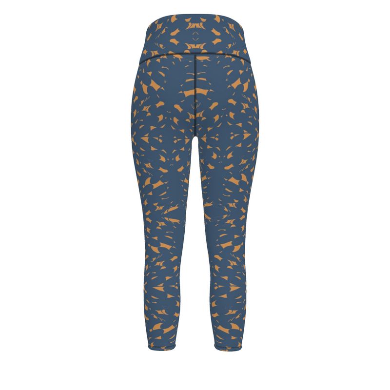 Autumn Arrival | Women | Sports Leggings | Slithers Commotion  Design Whiskey Sour & Chambray | Clutter Collection