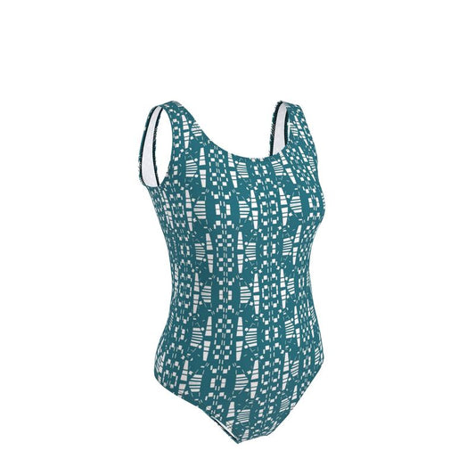 Activewear - Views in the City Collection - Women - Swimsuit - City Views Design - Dark Teal & White