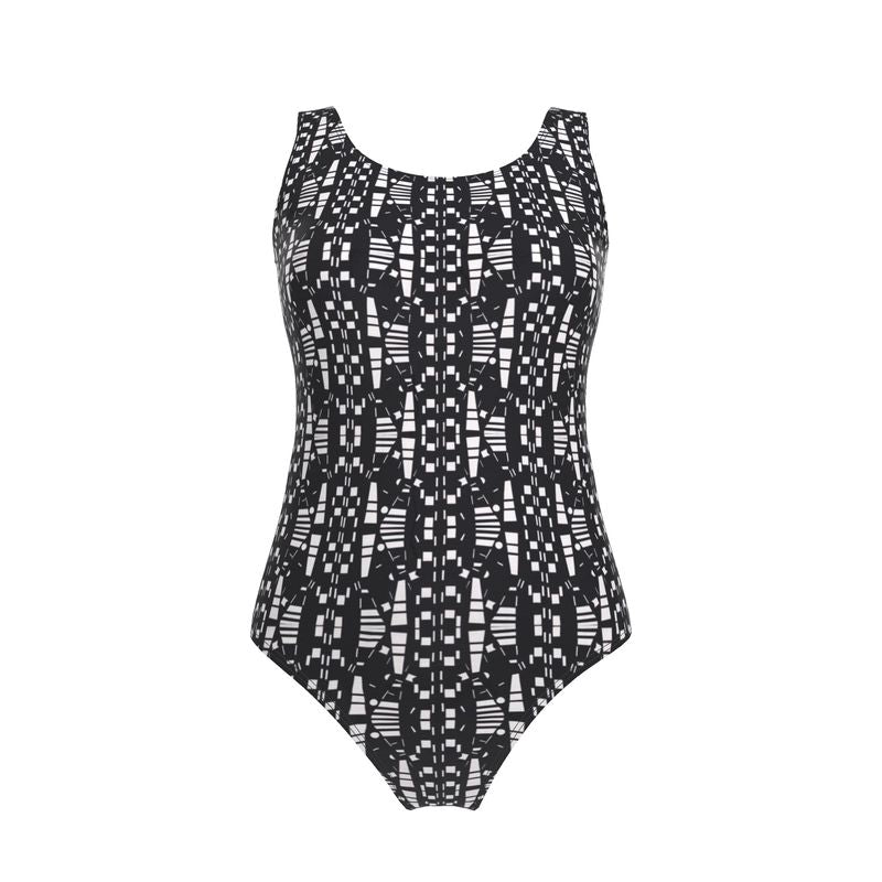 Activewear - Views in the City Collection - Women - Swimsuit - City Views Design - Black & White