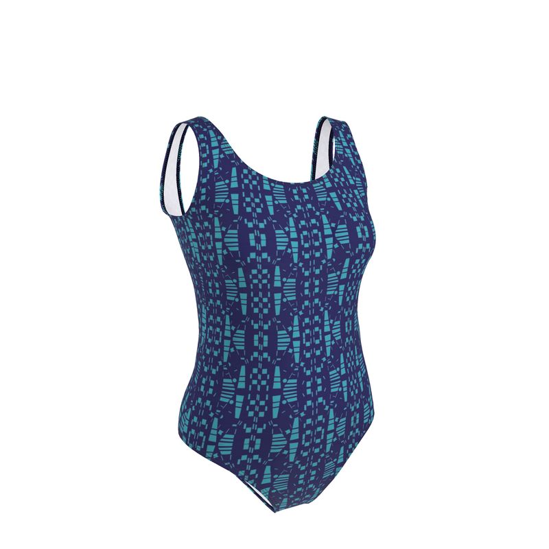 Activewear - Views in the City Collection - Women - Swimsuit - City Views Design - Navy & Light Teal