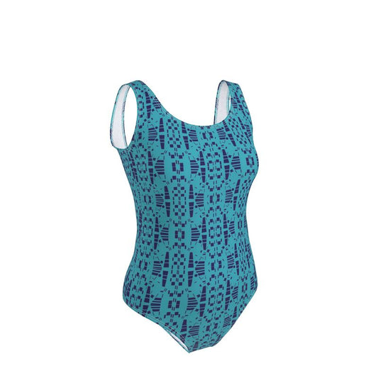 Activewear - Views in the City Collection - Women - Swimsuit - City Views Design - Light Teal & Navy