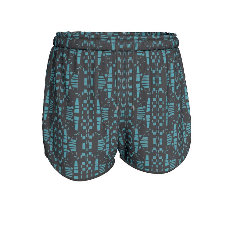 Women | Running Shorts | City Views Design Black & Light Teal | Views in the City Collection