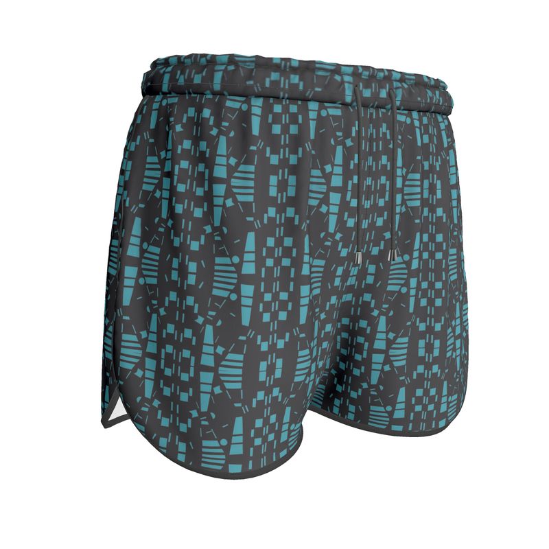 Women | Running Shorts | City Views Design Black & Light Teal | Views in the City Collection