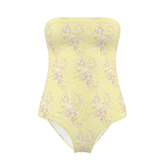 Women | Strapless Swimsuit | Aspired Emergence Design White & Red Outline on Chamois  | Breakthrough Collection