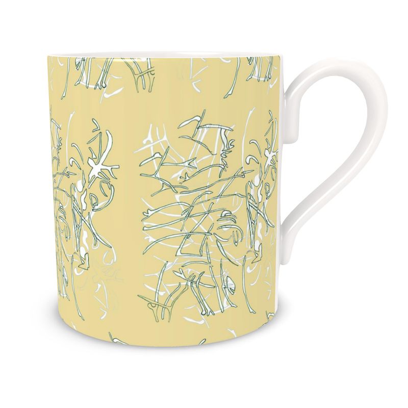 Homeware Accessories | Bone China Mug | Intensified Resilience Design Sandwisp Green & White Outline  | Breakthrough Collection