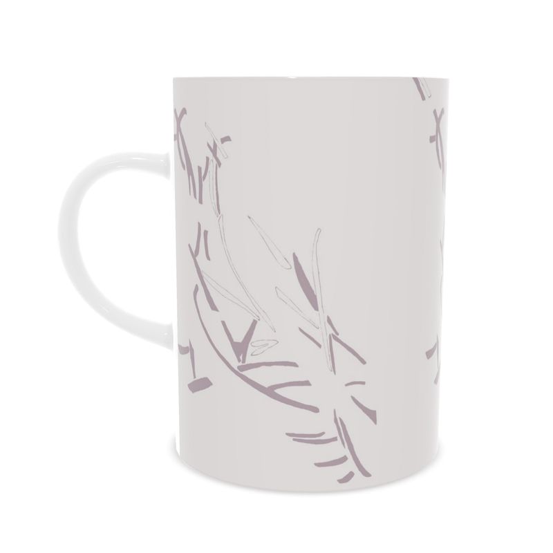 Autumn Arrival | Interiors | Fine Bone China Mug | Litter Trickle Design White 90% & Chatelle | Fragmentation Collection