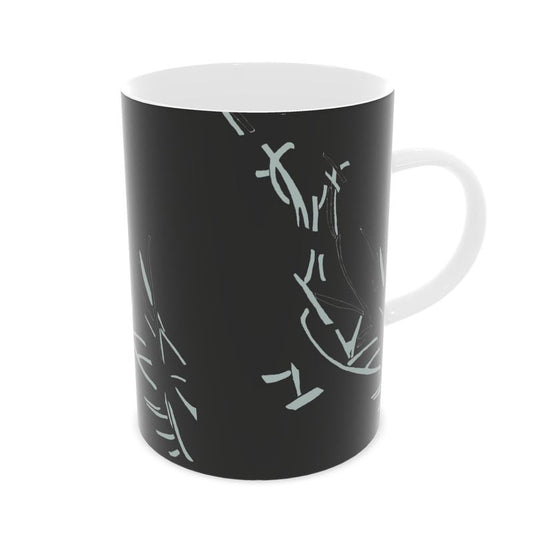 Autumn Arrival | Interiors | Fine Bone China Mug | Litter Trickle Design Black & Jet Stream | Fragmentation Collection