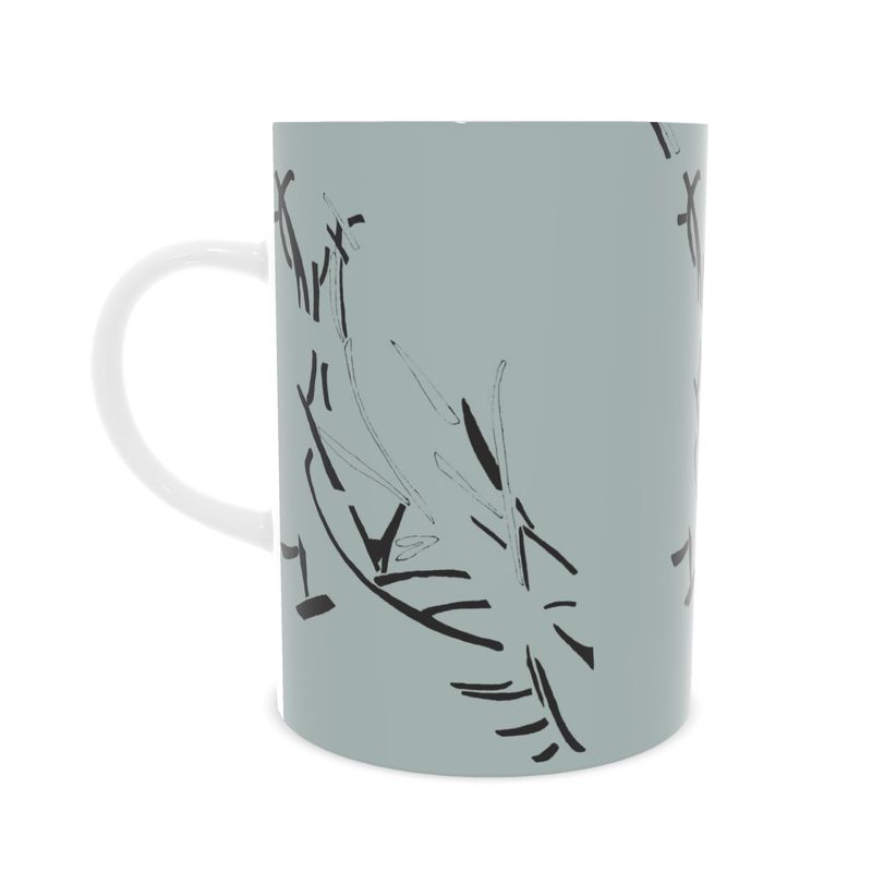 Autumn Arrival | Interiors | Fine Bone China Mug | Litter Trickle Design Jet Stream & Black | Fragmentation Collection