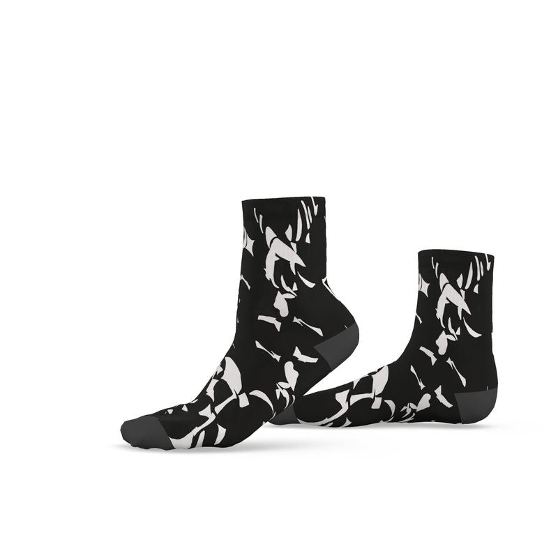 Approaching Christmas | Gifts | Men | Socks | Tumbling Slivers Design Black & White | Fragmentation Collection