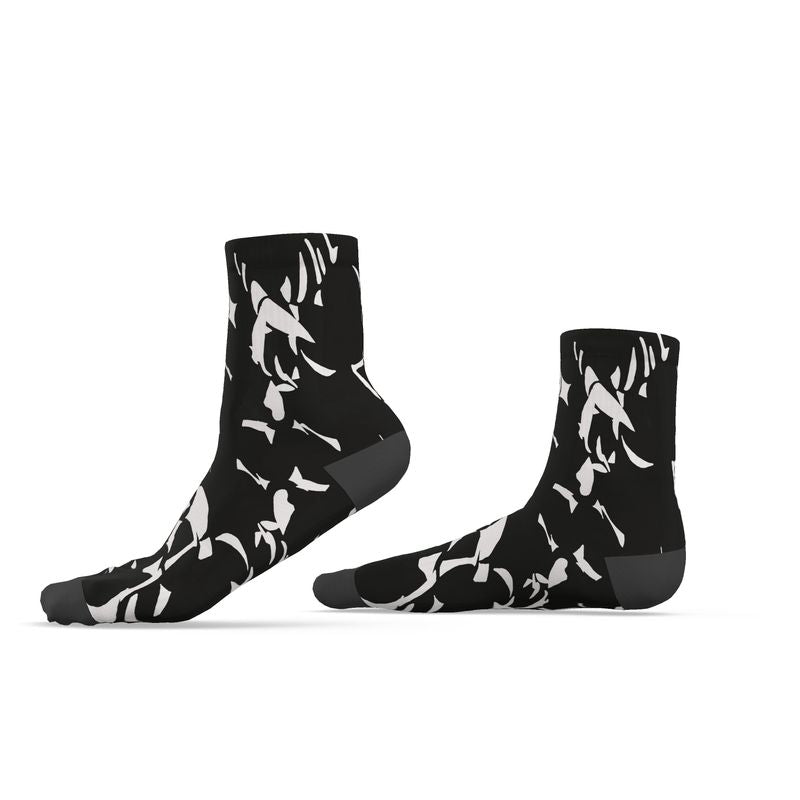 Approaching Christmas | Gifts | Men | Socks | Tumbling Slivers Design Black & White | Fragmentation Collection