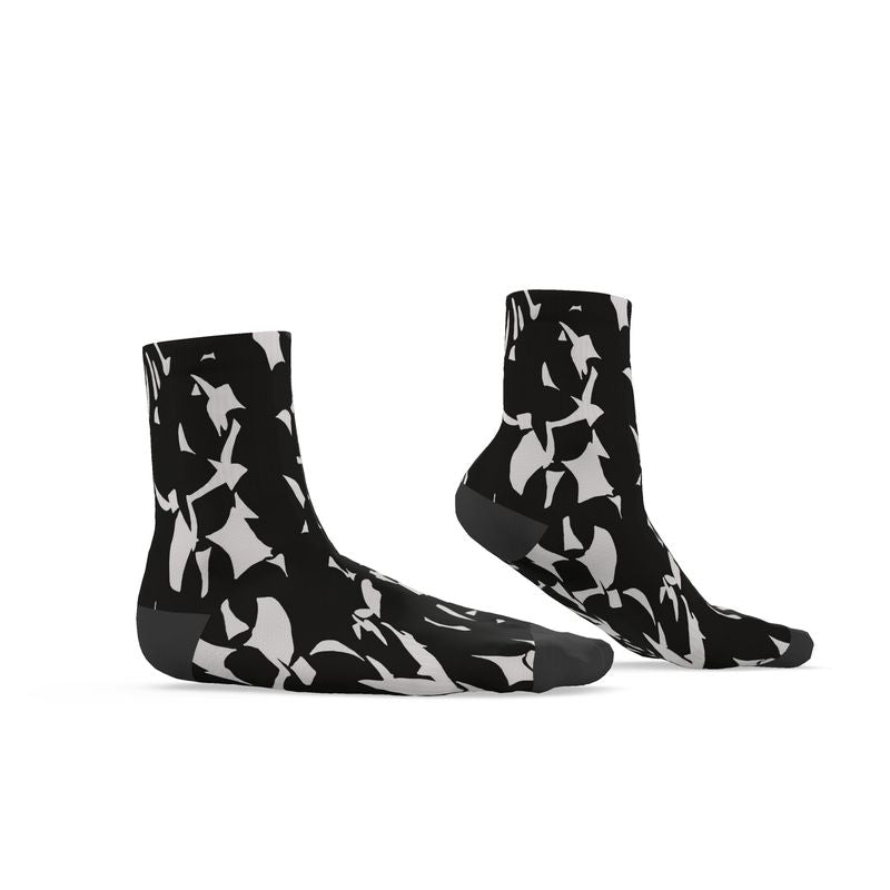 Approaching Christmas | Gifts | Men | Socks | Tumbling Slivers Design Black & White | Fragmentation Collection