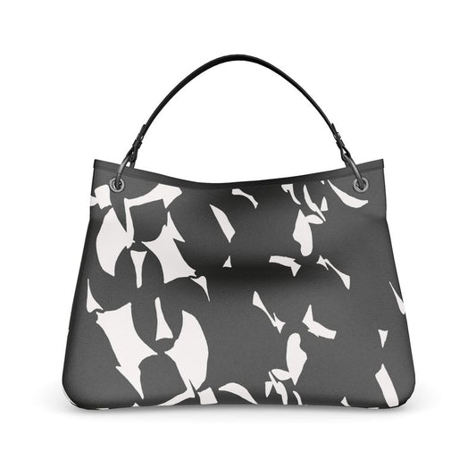 Approaching Christmas | Gifts | Women | Talbot Designer Slouch Bag | Tumbling Slivers Design White & Black | Fragmentation Collection